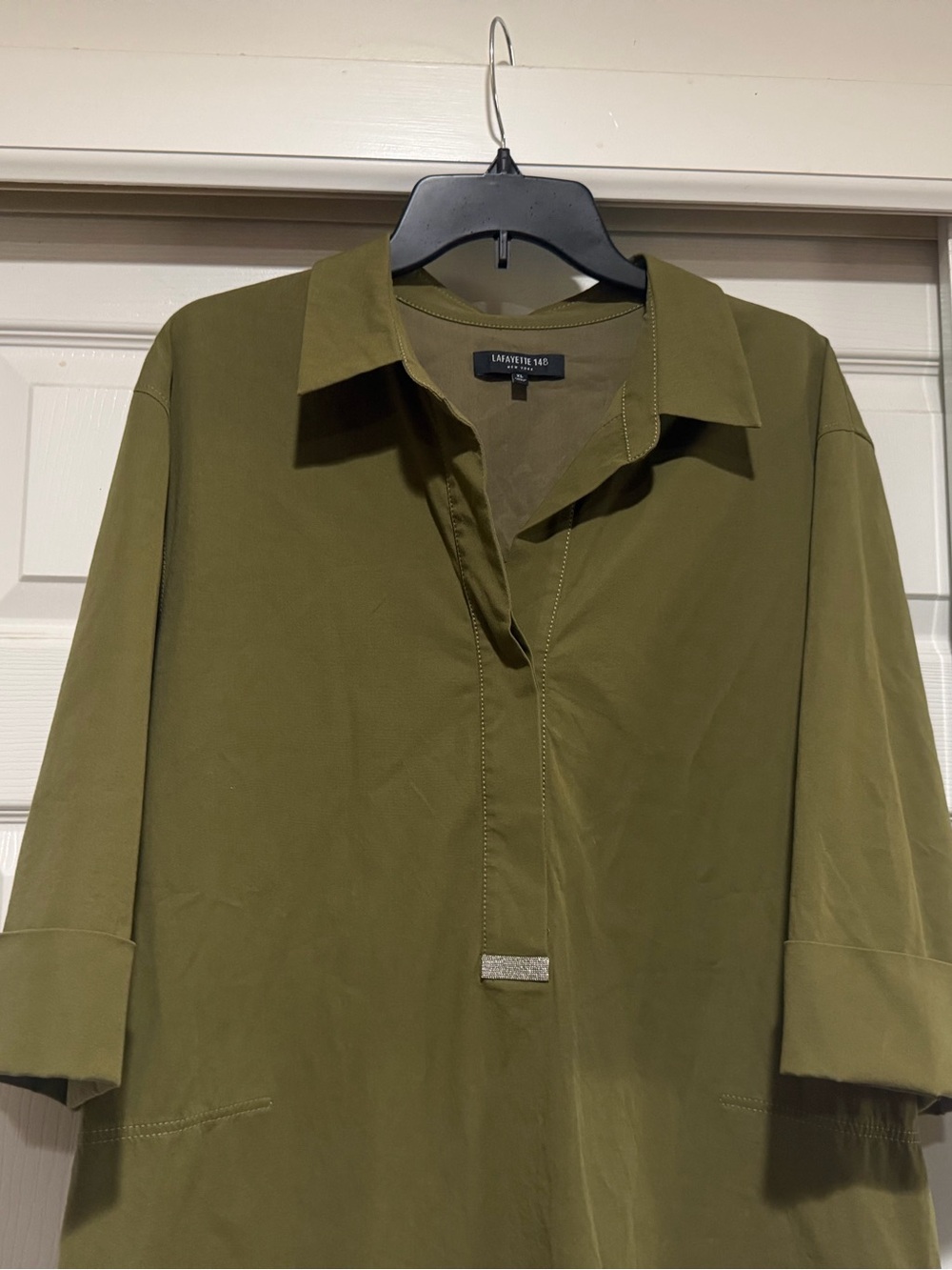 Lafayette 148 green olive shift dress size xl - Picture 4 of 9
